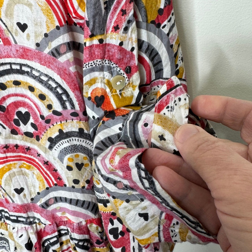 Dress Addict Button‎ Front Cotton Dress Tiered Medium Rainbow Print - Picture 5 of 11